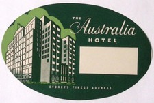 Vintage The Australia Hotel Sydney's Finest Address Luggage Label 6