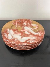 Fitz and Floyd Cherubini I Gold Gilt Cherub Plates Fine Porcelain Japan Set of 4 picture