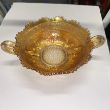 RARE Vintage Fenton Marigold Carnival Glass Two Handled Candy Dish  picture