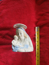 ceramic madonna mary and child planter head vase 5inches tall/4inches wide picture
