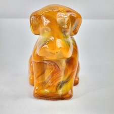 Vintage Boyd Degenhart Slag Glass Pooch Dog Figurine Orange Cream Green  picture