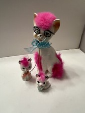 Ceramic Mother Cat Kitten On Chain Fur Vtg  1950s Japan Anthropomorphic 8” Retro picture