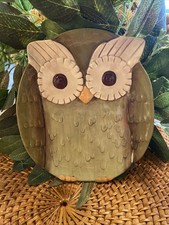 Grassland Roads Owl Dish Green 6.5” Tall & 5.75” Wide Trinket Dish Great Shape picture