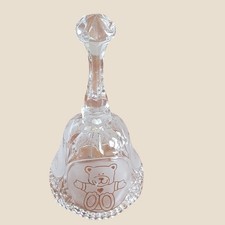 Crystal Glass Bell Vintage Teddy Bear Nursery Decor Collectible Clear picture