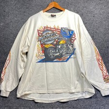 Vintage 1993 1995 Harley Davidson Feel The Heat Long Sleeve Shirt XL Flames picture