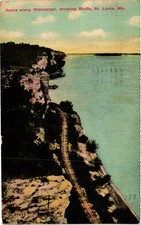 Vintage 1912 St. Louis Mississippi River Bluffs Postcard Railroad Tracks picture