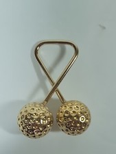 GOLF BALL KEY CHAIN FOB Gold Tone Metal Heavy Weight 1 End Screws Father's Gift picture