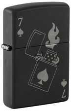 Zippo Lucky 7 Design Black Matte With Chrome Windproof Pocket Lighter, 47134 picture