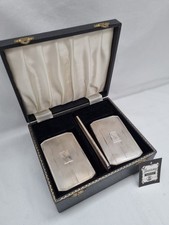 VINTAGE MEN'S SILVER GROOMING SET 2 Brushes 1 Comb Boxed Birmingham 1975 picture