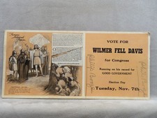 Vintage Ephemera 1944 Vote For Wilmer Fell Davis For Congress, Maryland picture
