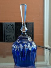Vtg Cobalt Blue to Clear Crystal Bell Mid Late 20th Century W German Faceted Art picture