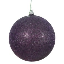 Vickerman N591026DG Plum Glitter Drilled Ball Ornament 4 in. - 6 per Bag picture