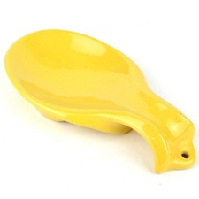 Frankoma Pottery Spoon Rest 4Y Yellow MCM Kitchen Decor - Vintage picture