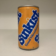 Vintage Sunkist Orange Soda Can Pull Tab Steel Can Good Vibrations Advertising picture