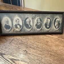 Our American Poets Framed Lithograph Print 16x4 Wood Victorian Wall Hanging picture