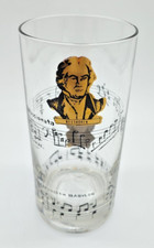 Vintage Beethoven And Bach Composers Music Gold Highball Drinking Glass picture