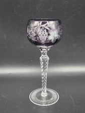 NACHTMANN TRAUBE CRYSTAL Tall Hock Wine Goblet Glass Amethyst Cut to Clear picture