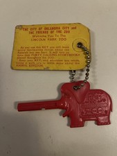 Lincoln Park Zoo Plastic Elephant Souvenir Key & Tag Oklahoma City picture