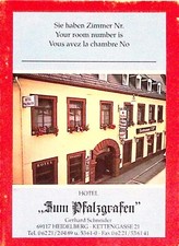 Heidelberg Hotel Zum Pfalzgrafen Germany Room Key Card Map Brochure 1970s picture