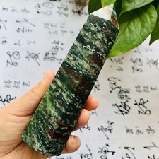 590g  Natural crystal red garnet and green stone coexisting obelisk picture