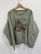 Vintage Cameron County Sweater sweatshirt canoe green animal picture