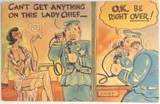 Vintage Comic Police Lady Pin Up Risque Humor Postcard 1940s picture