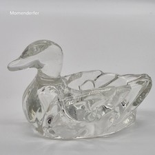 Vintage Clear Pressed Glass Duck Figural Trinket Ring Dish Open Salt Decor picture