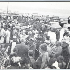 c1960s Nahcotta, WA Oyster Opening Contest Postcard Willapa Bay Fishing Crowd PC picture