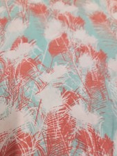 BT yard 100% COTTON FABRIC Calico Teal Peach quilting blender feathers joanns picture