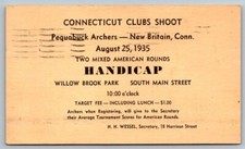 1935  New Britain  Connecticut  Pequabuck Archers  Postal Card  Postcard picture