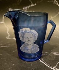 Vintage 1930's Shirley Temple Cobalt Blue Mini Pitcher/Creamer 4.5