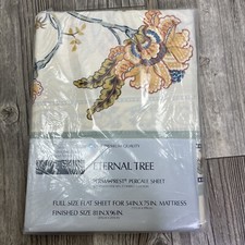NOS Vintage Diane Von Furstenberg Full Flat Sheet Percale Eternal Tree Floral picture
