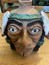 Vintage, Kim T. Black, Indian Face JUG Folk Art, 9..5