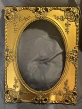 Antique Victorian Floral Embellished Ornate Carved Wood & Gesso Frame oval field picture