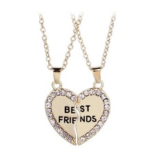 Best Friends Necklace for 2 Girls BFF Half Heart Shaped Necklaces for Women B... picture
