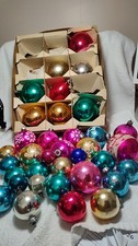 Mixed Lot of 34 Vintage Glass Christmas Ornaments All Made In USA picture