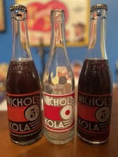 Lot Of 3 Nichol Kola Bottles ACL Graham Omaha Paso Robles Full 12 Oz Empty CA NE picture