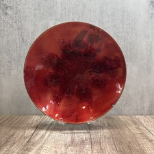 Vintage Mid Century Mod KAREKA Signed Red/Orange Enamel Copper 8 3/8