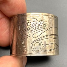 Vintage CE Alfred Northwest Coast Native Seal Silver Napkin Ring picture