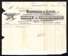 1897 Sacramento CA Waterhouse & Lester Wagon Carriage Hardware Invoice Receipt picture