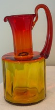 Blenko 6511 Tangerine Optic Glass Pitcher Joel Myers 1965 MCM Vintage picture
