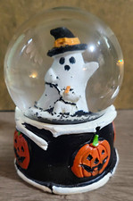 Greenbrier International Halloween Ghost Snow Globe Pumpkin Base Glass Resin picture