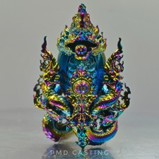 Naga King Statue 3 Heads Thai Amulet Bronze Rainbow Color Limited Edition picture