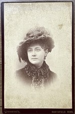 Antique 1890s Victorian Woman Feather Hat Cabinet Card Northfield Minnesota picture