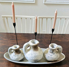 Vintage Mexican Pottery Jug Vase Set 4pc Large 25