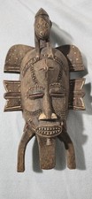 Vintage Senufo Style Kpelie Mask Hornbill Bird Carved Wood Polychrome 16