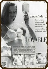 1960 LOVABLE BRASSIER'S Vintage Look DECORATIVE METAL SIGN - SEXY WOMAN WEARING  picture