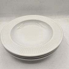 Pillivuyt Plisse Rimmed Soup Pasta Bowls Set Of 3 White Ribbed Porcelain  picture