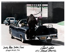 John F Kennedy assassination Dealey Plaza Clint Hill Signed 8x10 Photo Colorized picture