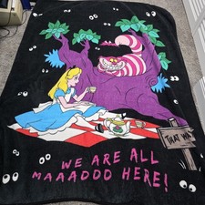 Vintage Alice in Wonderland 2008 Hot Topic Fleece Blanket Disney Cheshire Cat picture